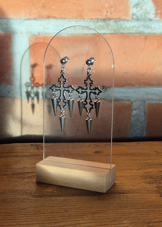 SPIKED CROSS kolczyki